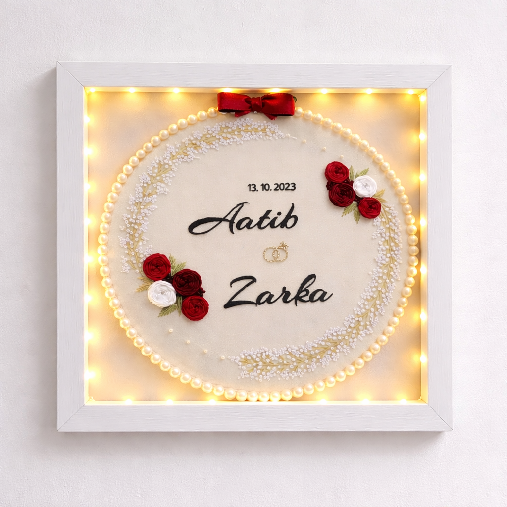 Forever Begins | A Timeless Hand_ Embroidered Keepsake_ Size(12x12)inch.