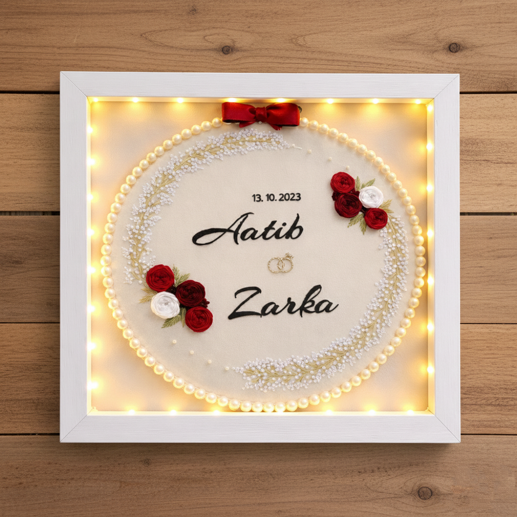 Forever Begins | A Timeless Hand_ Embroidered Keepsake_ Size(12x12)inch.