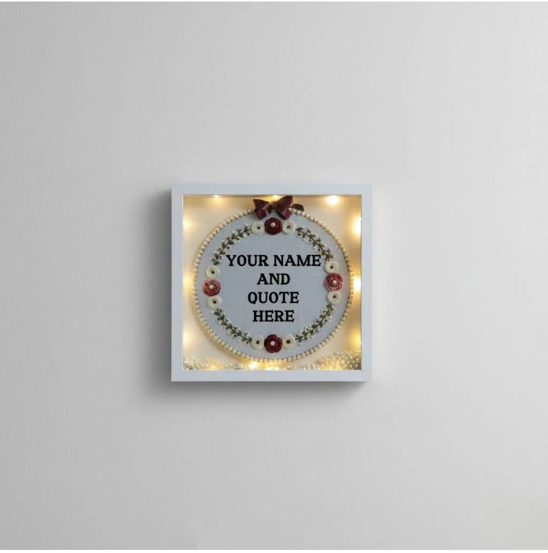 Custom Single Name Embroidered Frame_ Size(12x12)inch
