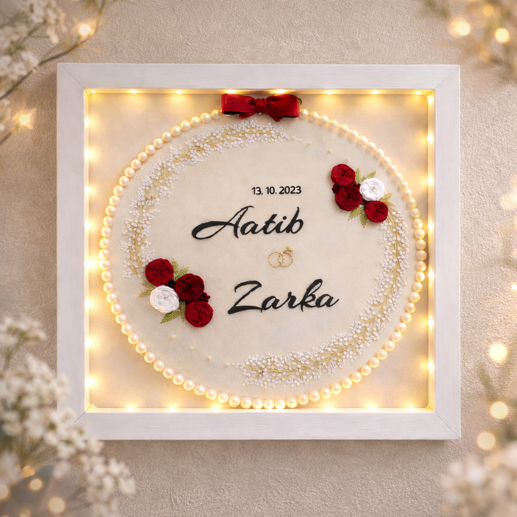 Forever Begins | A Timeless Hand_ Embroidered Keepsake_ Size(12x12)inch.