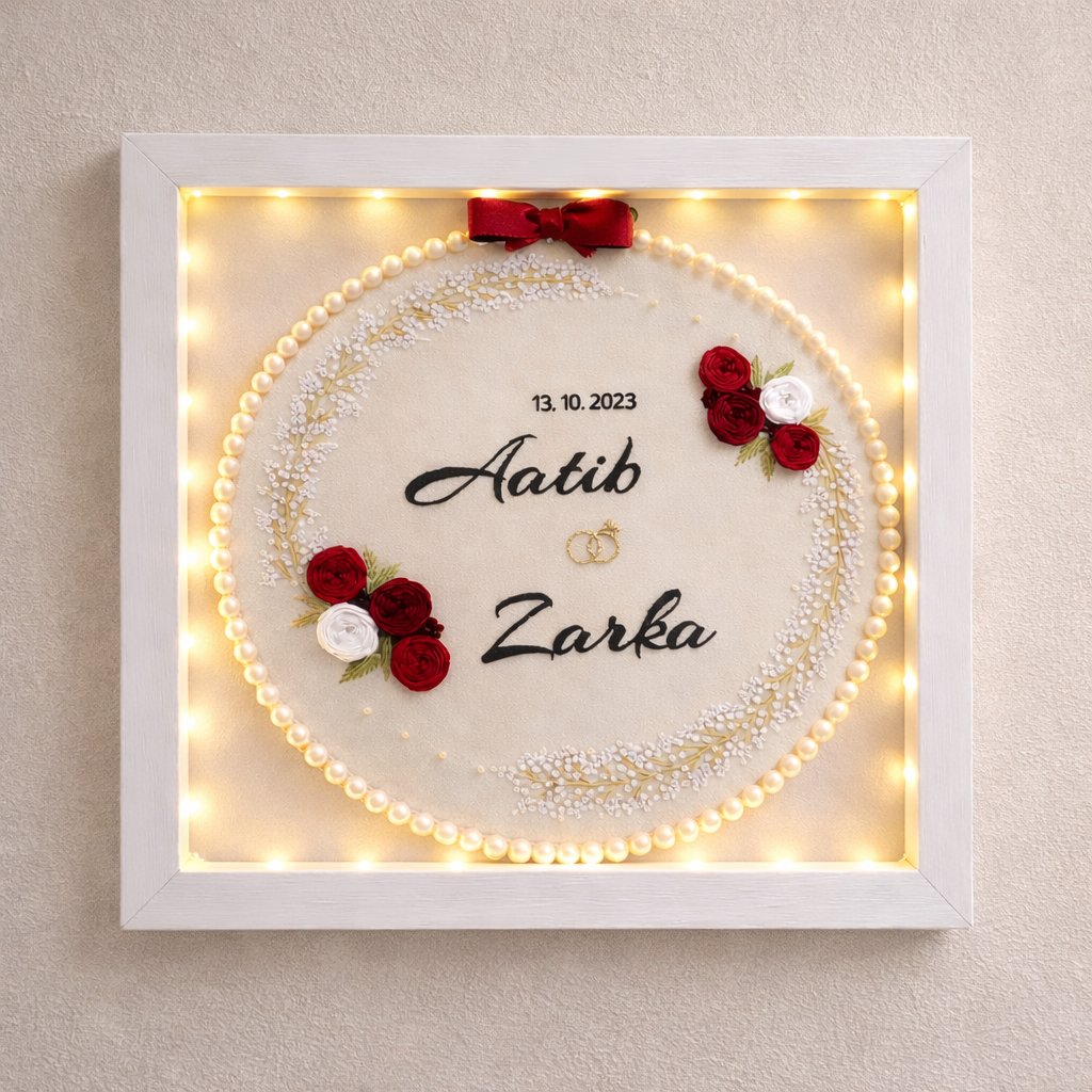 Forever Begins | A Timeless Hand_ Embroidered Keepsake_ Size(12x12)inch.