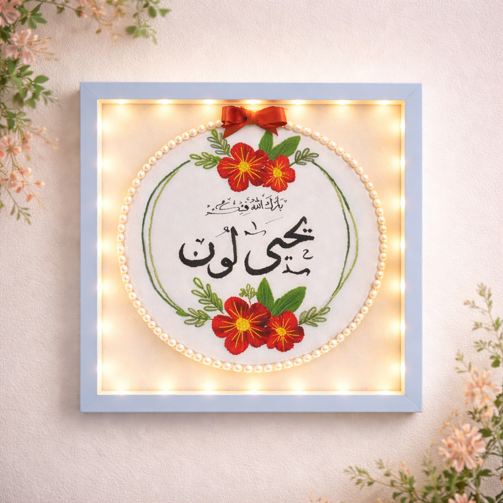 Elegant Embroidered Light Frame _Size (12×12)inch