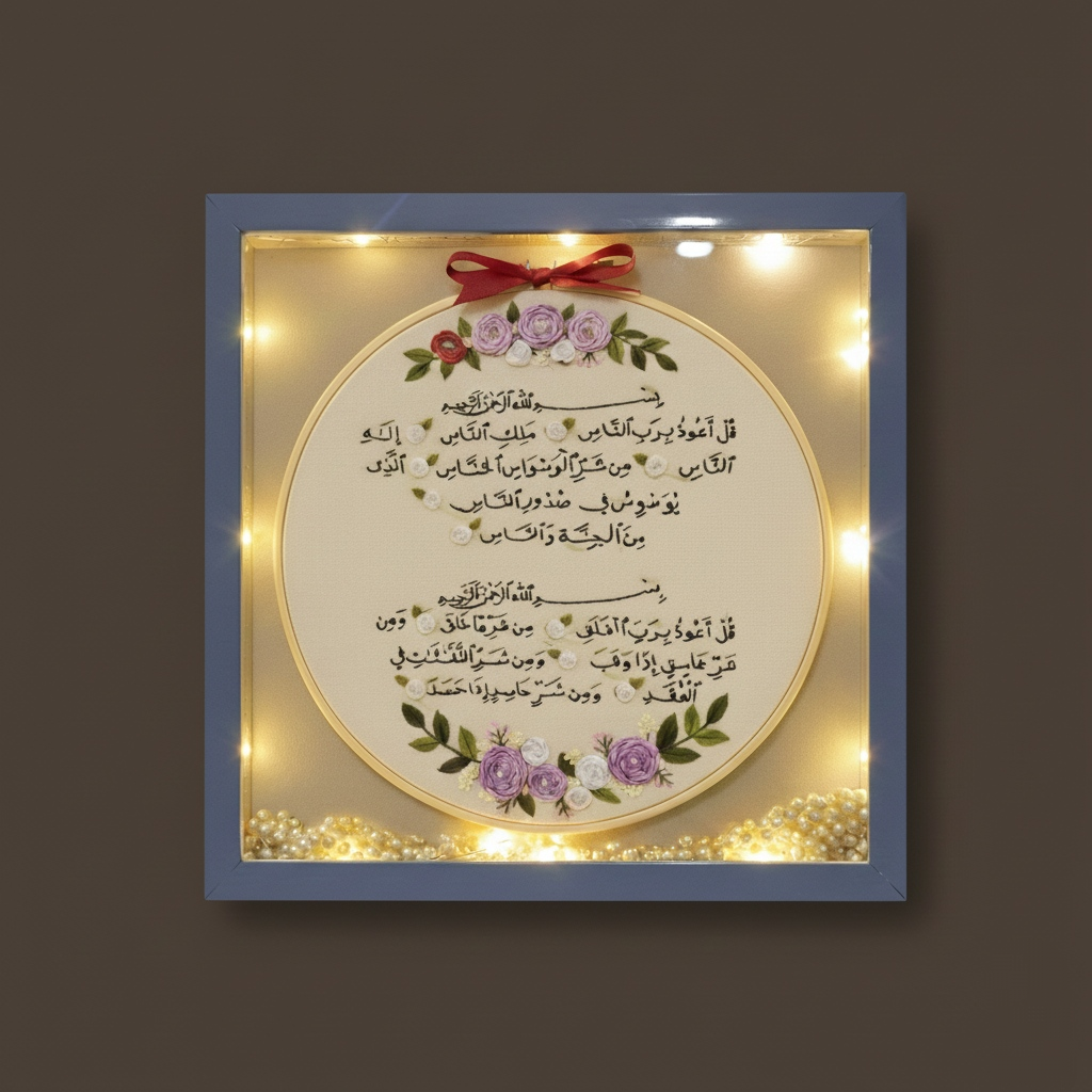 The Divine Protection_ Opulent Embroidered Frame_ Size(15x15)inch.