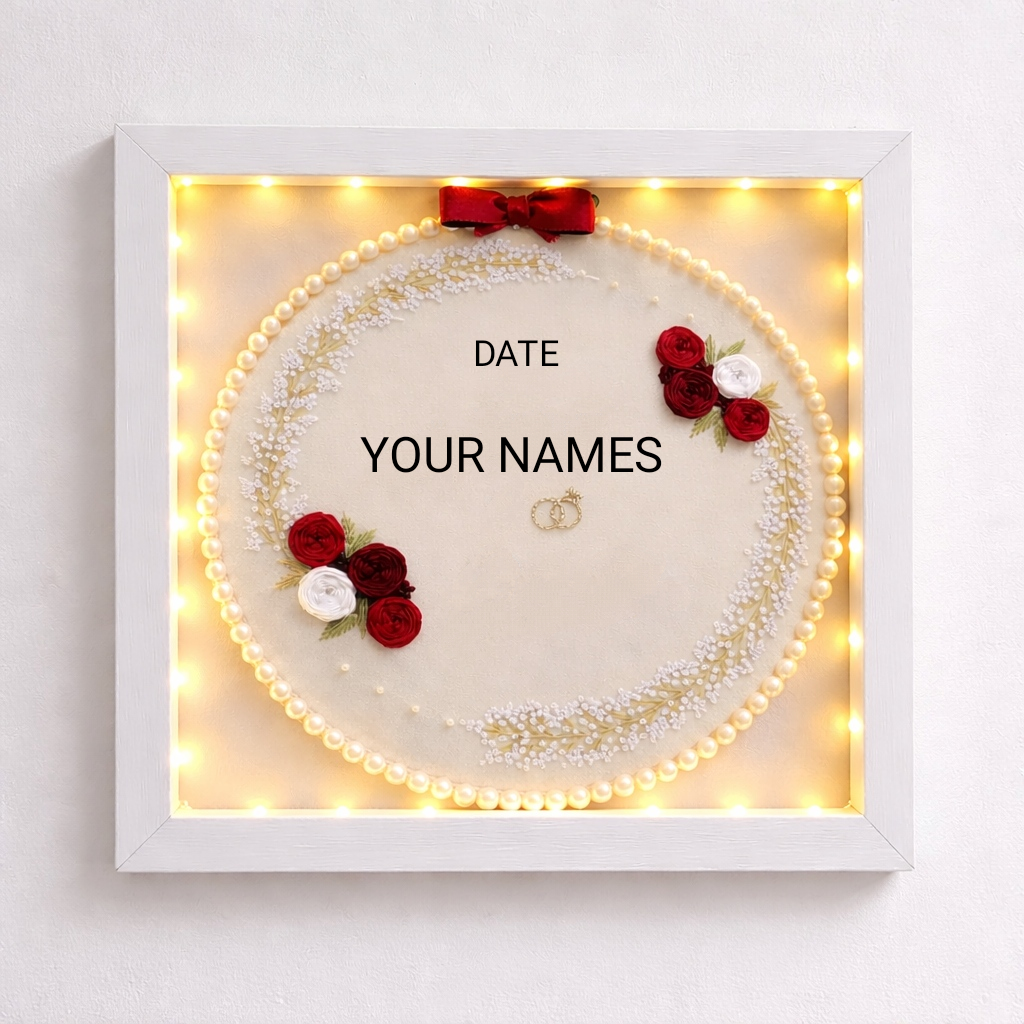 Forever Begins | A Timeless Hand_ Embroidered Keepsake_ Size(12x12)inch.