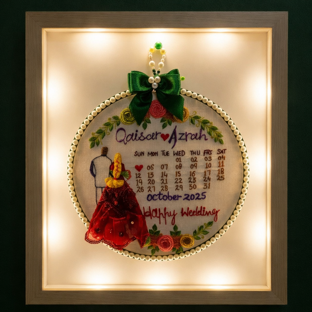 Forever Date Embroidered Art Frame _ A4 Size