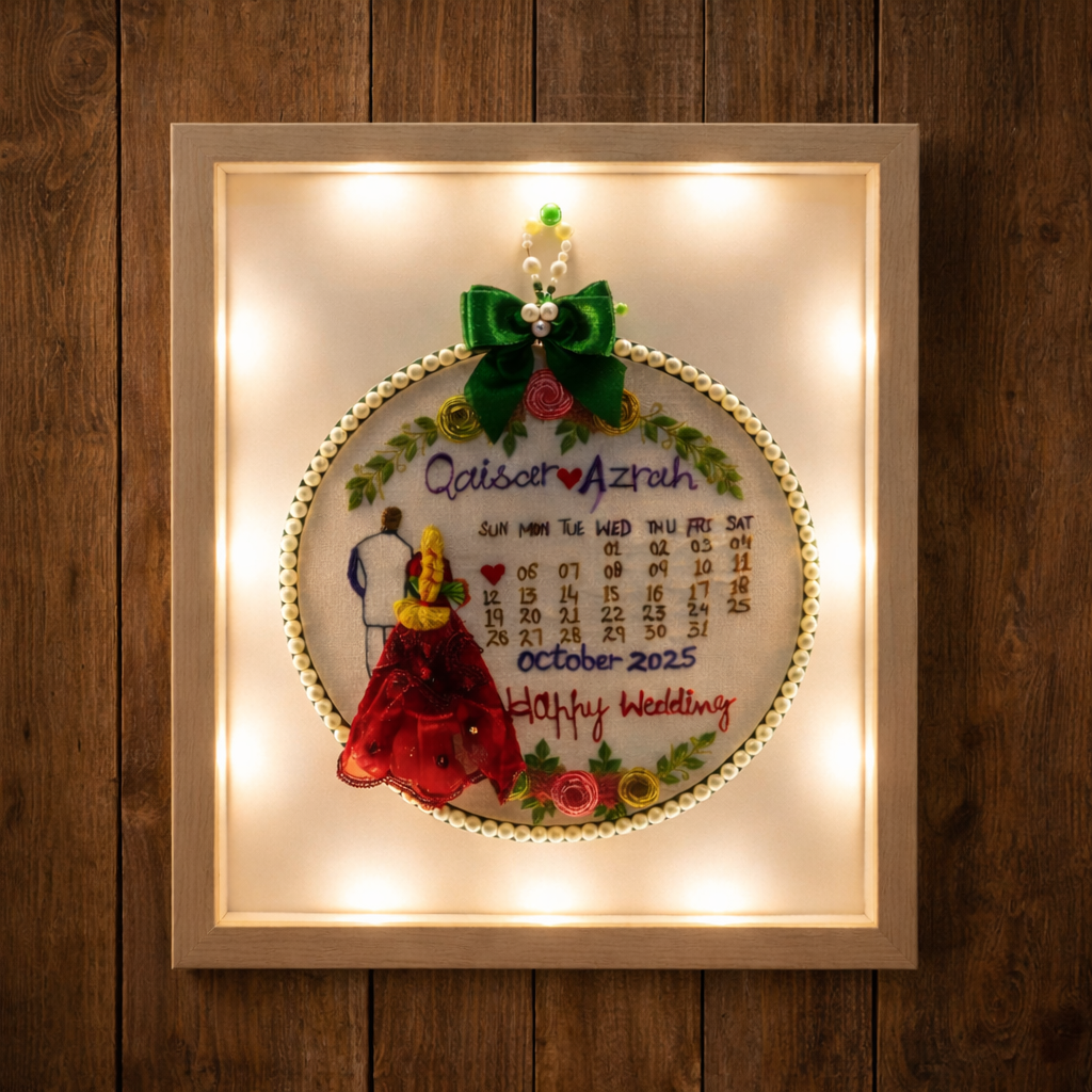 Forever Date Embroidered Art Frame _ A4 Size