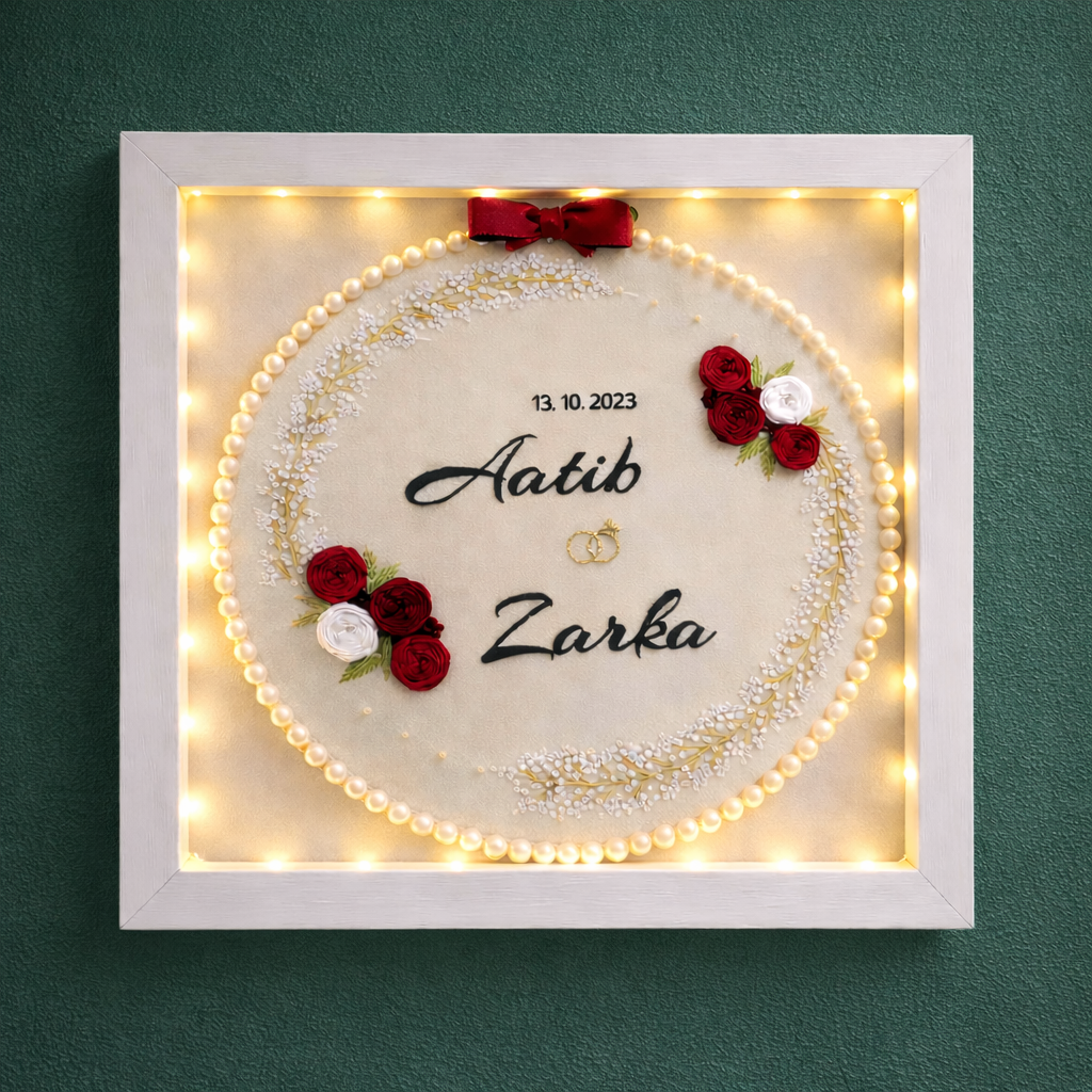 Forever Begins | A Timeless Hand_ Embroidered Keepsake_ Size(12x12)inch.