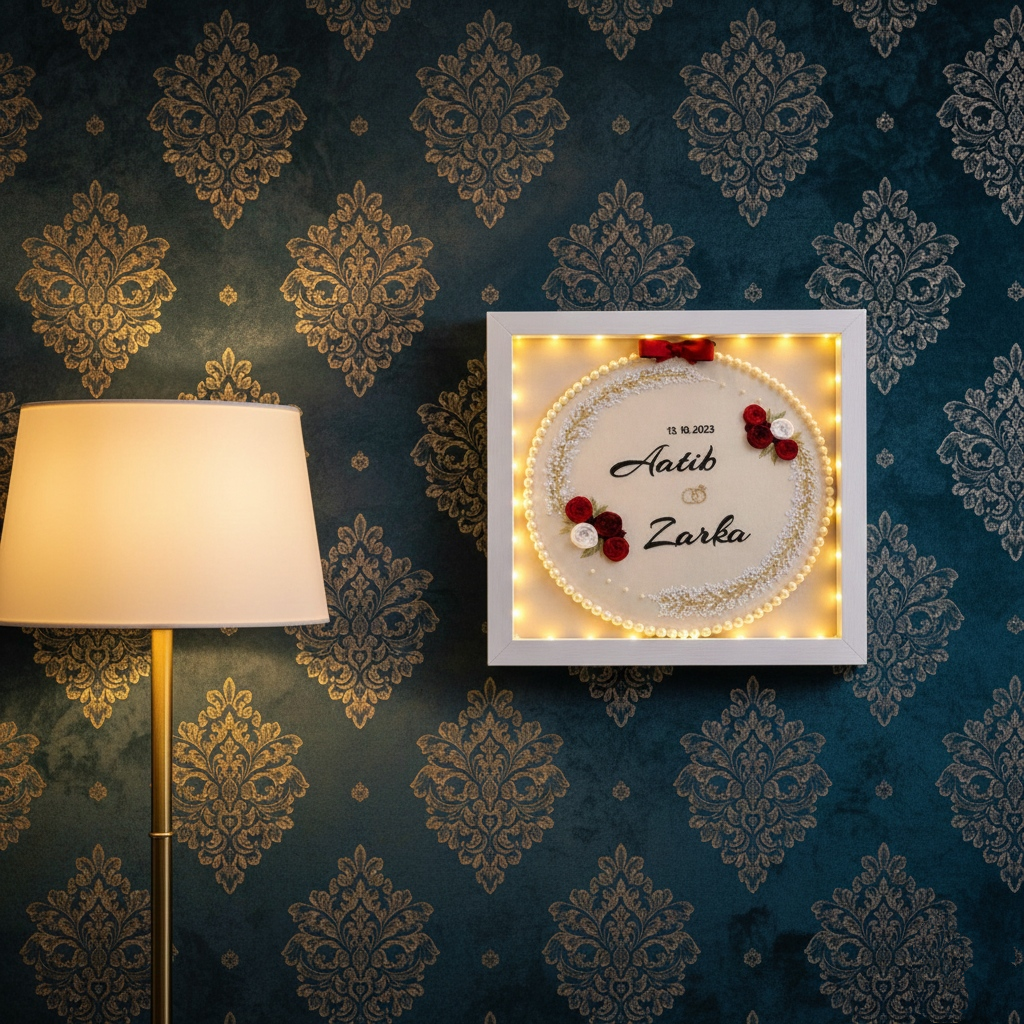 Forever Begins | A Timeless Hand_ Embroidered Keepsake_ Size(12x12)inch.