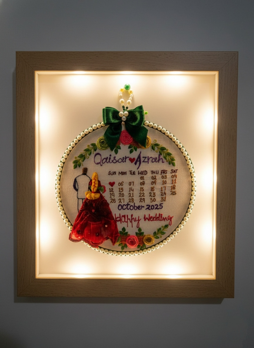 Forever Date Embroidered Art Frame _ A4 Size