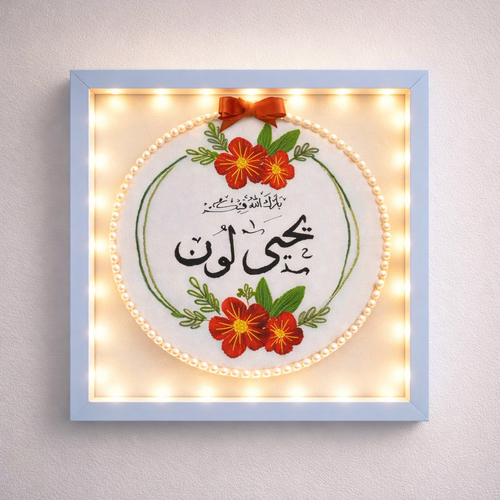 Elegant Embroidered Light Frame _Size (12×12)inch